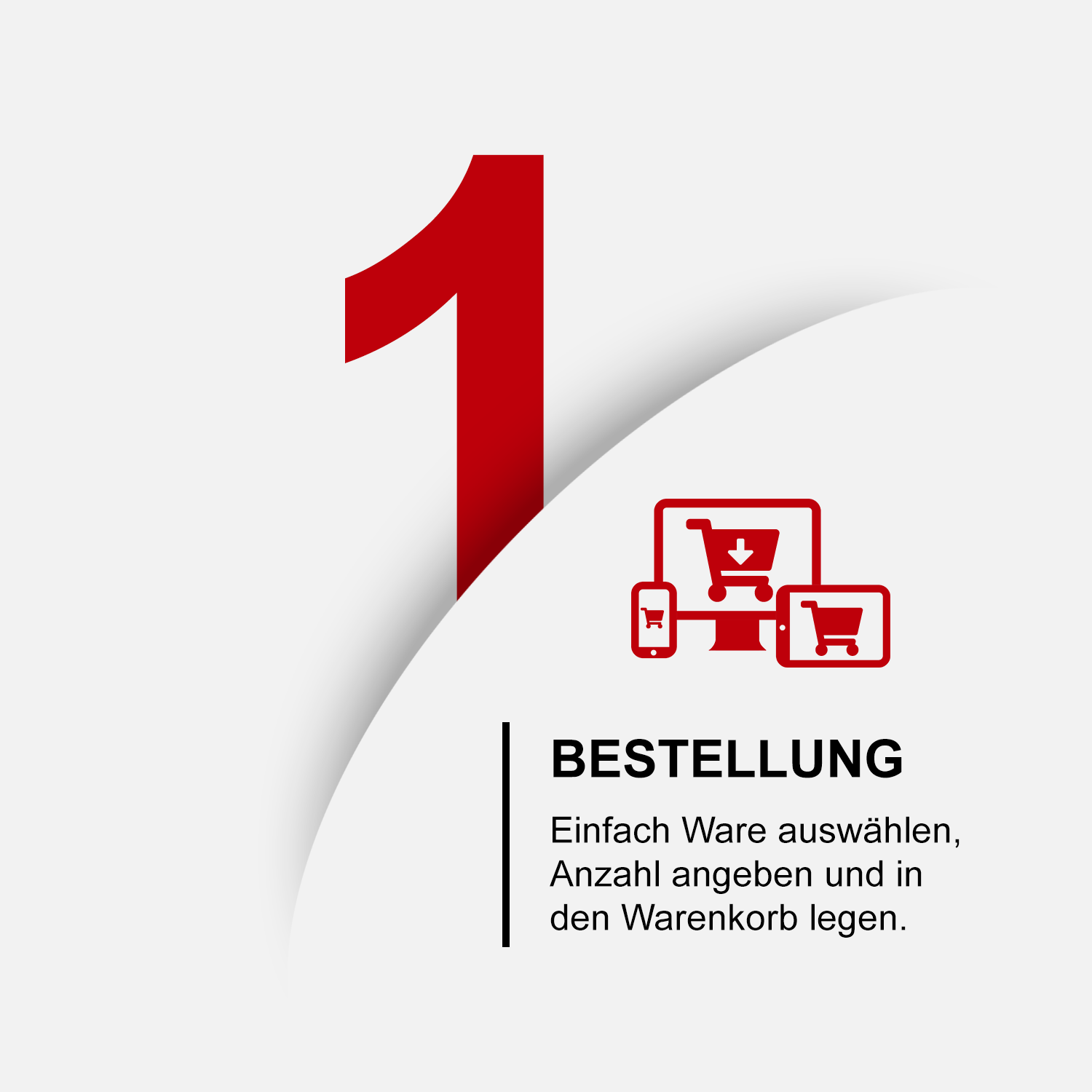 Bestellung: Einfach Ware auswählen, Anzahl angeben und in den Warenkorb legen.